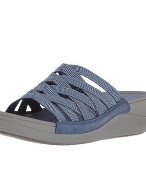 BareTraps Beverly Strappy Slip-On Wedge Slide Sandal Blue Size 9.5